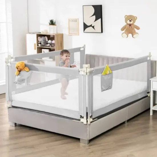 Infans 69.5" Bed Rails for Toddlers Vertical Lifting Baby Bed Rail Guard with Lock Grey image {2}
