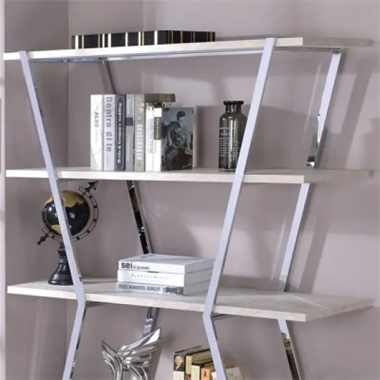 Ketano Metal 4-Shelf Bookcase in Chrome - Furniture of America image {4}