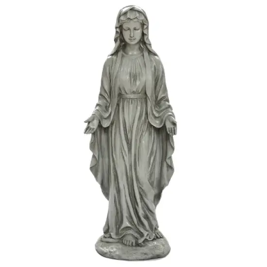 LuxenHome 30.5" H Virgin Mary Indoor Outdoor Statue Garden Statues, Gray or Ivory image {1}