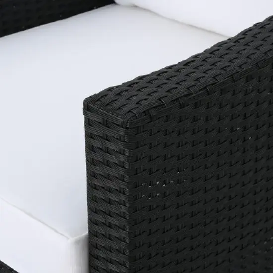 Christopher Knight Home Antibes Outdoor Wicker 5 Piece Club Chair and Fire Pit Set with Cushions image {5}