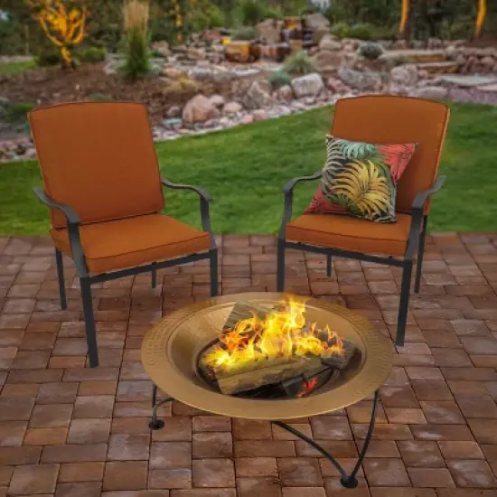 33" Hammered Copper Fire Pit with Stand and Screen - National Tree Company image {1}