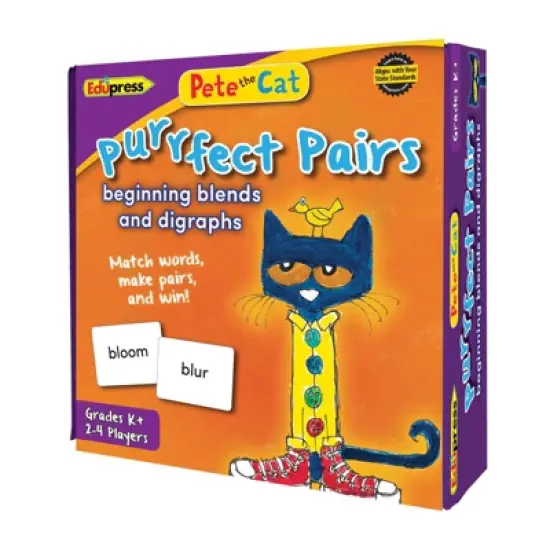Edupress Pete the Cat Purrfect Pairs Game Beginning Blends and Digraphs image {1}