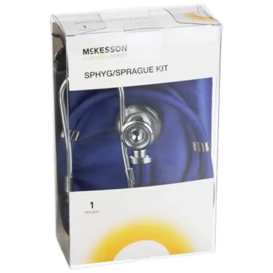 McKesson Adult Blue Pocket Reusable Aneroid / Stethoscope Set 2-Tubes 01-768-641-11ARBGM 1 per Box image {1}
