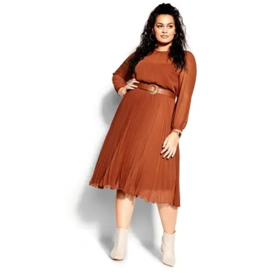 Women's Plus Size Love Pleat Dress - ginger | CITY CHIC image {6}