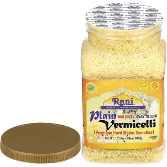 Plain Vermicelli (Wheat Noodles) - 28oz (1.75lbs) 800g PET Jar - Rani Brand Authentic Indian Products image {4}
