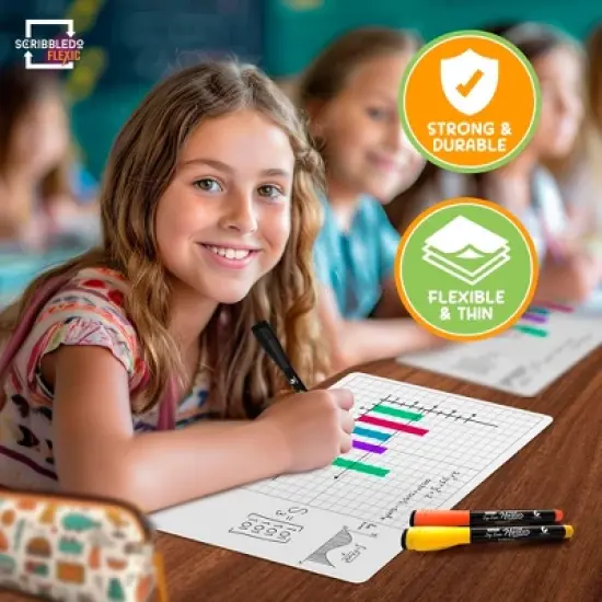 SCRIBBLEDO Dry Erase XY Graph 11"x14" Practice Sheets Pack of 10 image {5}