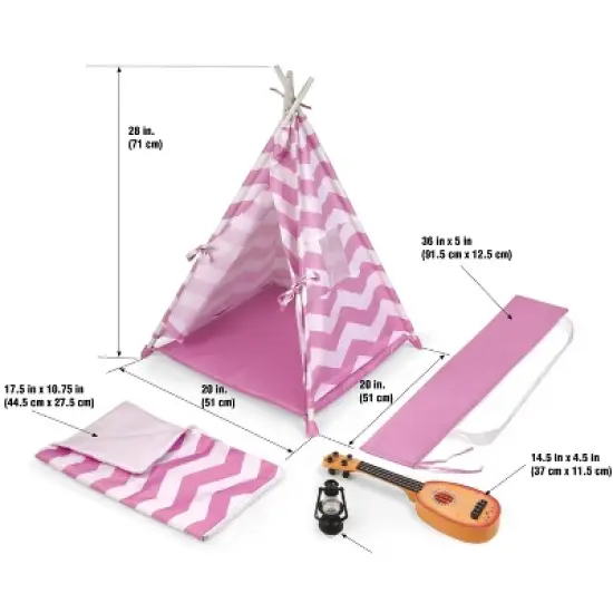 Badger Basket Camping Adventures Doll Tent Set with Accessories - Lavender/White image {6}