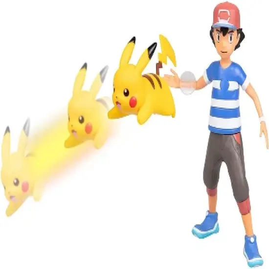 Jazwares Pokemon Battle Figure Multi Pack Set with Launching Action - Includes Ash, Pikachu, Zubat, Eevee, Ditto and Bulbasaur, 6 Pieces image {5}