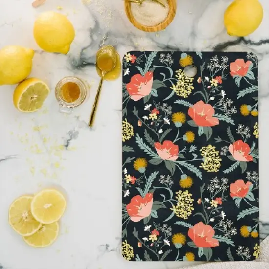 Heather Dutton Poppy Meadow Midnight Cutting Board - Deny Designs image {1}