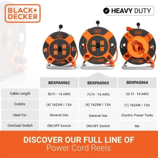 BLACK+DECKER 75' Cord Reel 14AWG 4 Outlets image {1}
