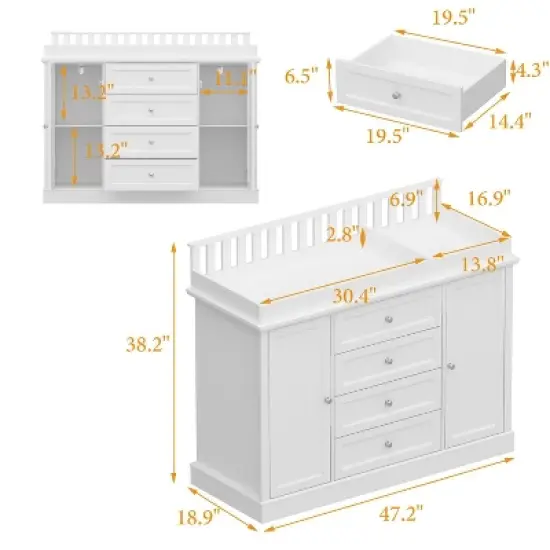 FUFU&GAGA Multi - Functional Changing Table Dresser: Ample Storage,Toxic - Free &ndash; Ideal for Baby Care image {4}