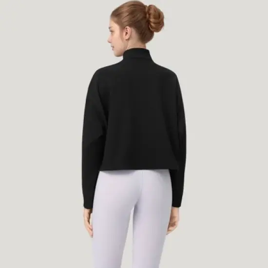 Anna-Kaci Active Women's Long Sleeve Half Zip Pullover Top with Mock Neck and Kangaroo Pocket image {5}