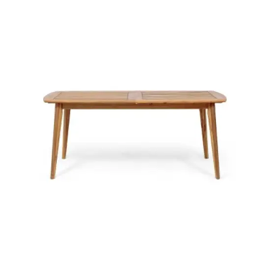 7-Piece Outdoor Dining Table and Chairs Set for 6, Acacia Wood Expandable Patio Table with Wicker Rattan Woven Chairs, Waterproof Cushions-Cuddlewood image {2}