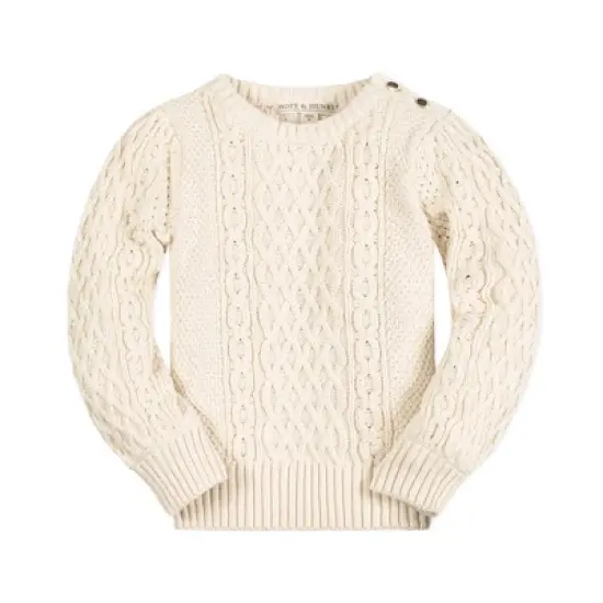 Hope & Henry Girls' Long Sleeve Cable Knit Fisherman Sweater, Infant image {8}