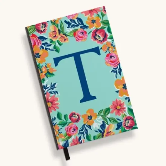 Personalization Mall Flowery Initial Journal, Blue Aqua image {23}