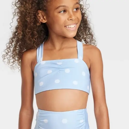 Girls' Polka Dots One Piece Swimwear Set - Cat & Jack&trade; Light Blue image {1}