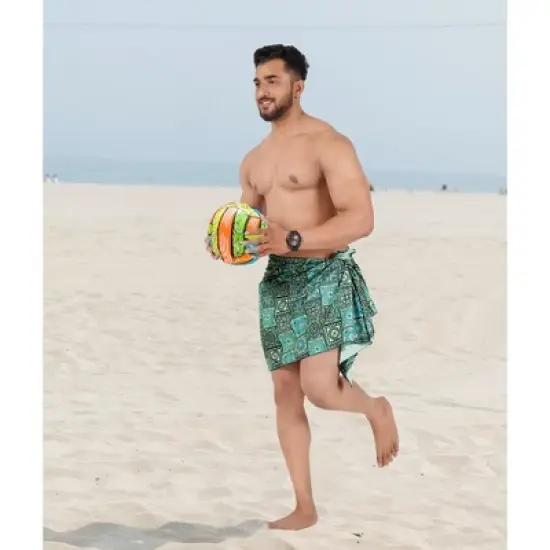 LA LEELA Men's Beachwear Wrap Summer Short Hawaiian Lava Lava Regular Surfing Cover-Up Swimwear Holidays Beach Sarongs For Men One Size Multi, Floral image {1}