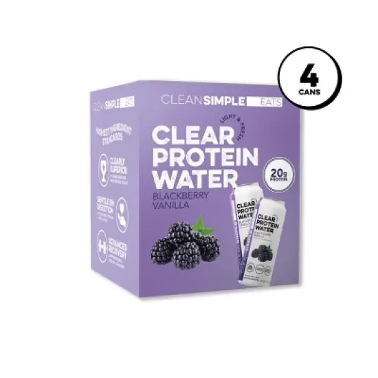 Clean Simple Eats Clear Protein Water Blackberry Vanilla Cans - 4pk/16 fl oz image {7}