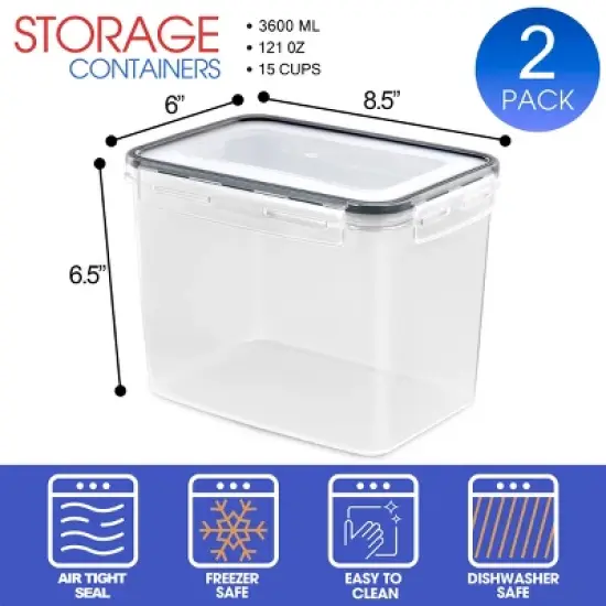 Sorbus 2 Pack (121oz/15cups) Airtight Food Storage Containers - Four-Way Snap Lids Keeps Food Fresh - Store Cereal, Pasta, Flour and more image {2}