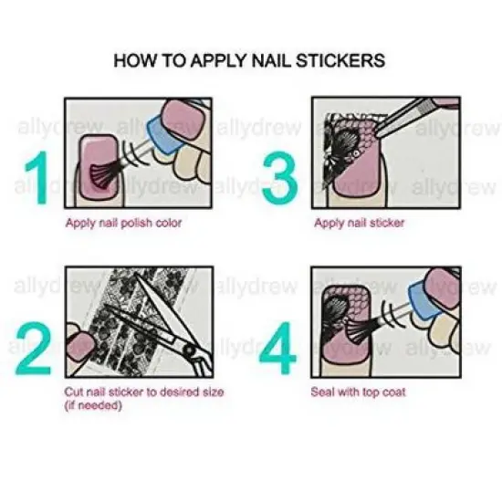 Wrapables 24 Sheets Black & White Flowers with Rhinestones Nail Stickers Set Nail Art image {4}