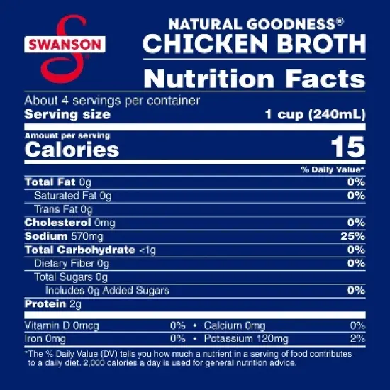Swanson Natural Goodness Gluten Free 33% Less Sodium Chicken Broth - 32oz image {2}