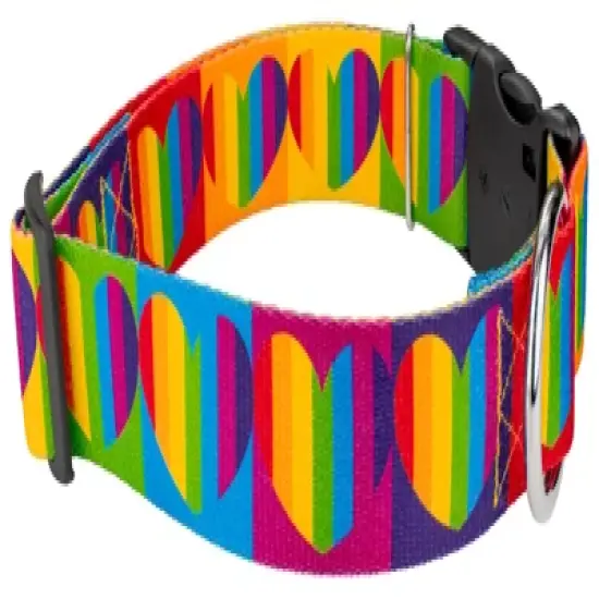 Country Brook Petz 1 1/2 Inch Deluxe Rainbow Hearts Dog Collar image {4}