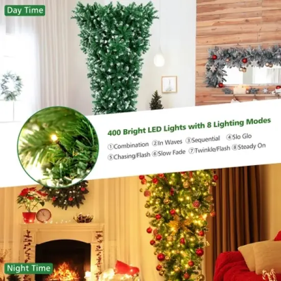 Costway 7.5FT Pre-Lit Snowy Upside Down Christmas Tree 1100 Tips w/ 400 Lights & 8 Modes image {5}