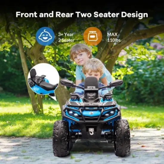 Garvee 12V 2-Seater Ride On ATV for Kids, Electric Car with Remote Control, 4x200W Motors, Bluetooth Music, LED Lights, Spring Suspension image {2}