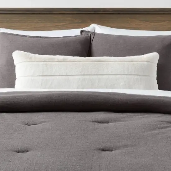 Oversized Oblong Faux Fur Channeled Decorative Throw Pillow - Threshold&trade; image {1}