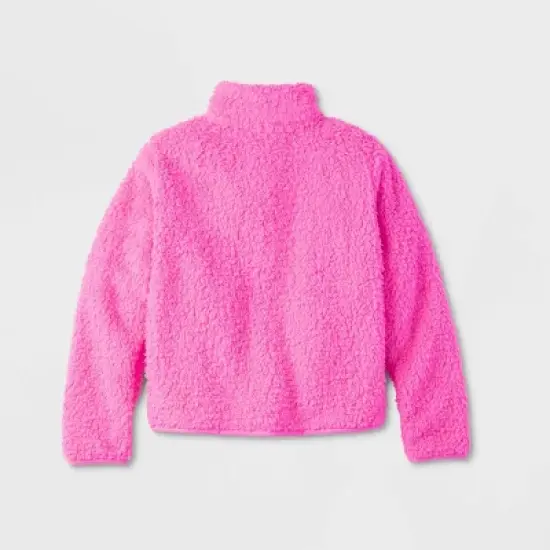 Kids' Faux Shearling Matching Family Half Zip-Up Pullover - Wondershop&trade; Pink image {2}