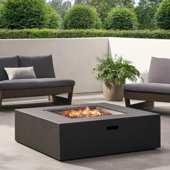 GDFStudio Hearth Outdoor 50,000 BTU Lightweight Concrete Square Fire Pit Table image {8}