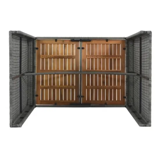 5-Piece Outdoor Wicker Counter Height Dining Set with Removable Cushion and Acacia Wood Table Top image {9}