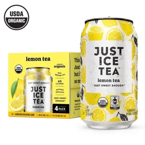 JUST ICE TEA Lemon Black Tea - 4pk/12 fl oz Cans image {8}