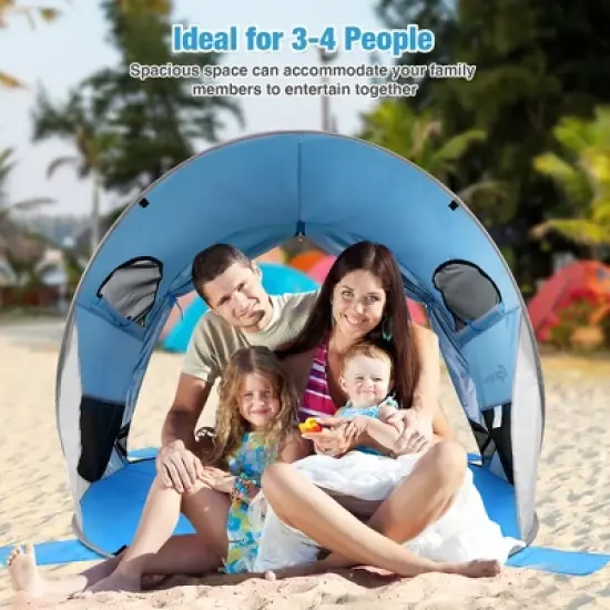 Costway Pop Up Beach Tent Anti-UV UPF 50 Plus Portable Sun Shelter for 3-4 Person image {2}
