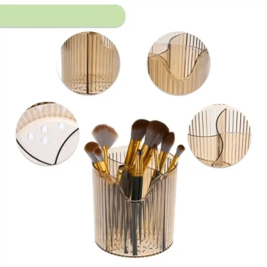 Unique Bargains 4 Slot Makeup Brush Cup Makeup Organizer for Bathroom Countertops 1 Pc image {2}