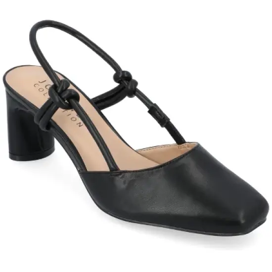Journee Collection Womens Margeene Sling Back Covered Block Heel Pumps image {9}