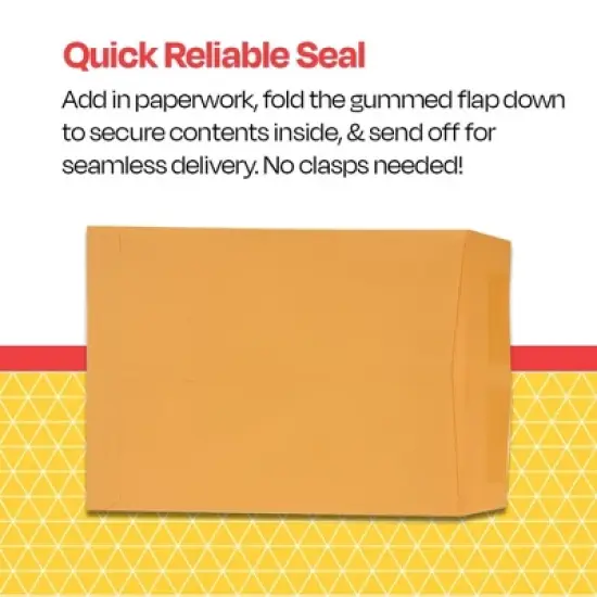 School Smart No Clasp Envelopes with Gummed Flap, 9 x 12 Inches, Kraft Brown, Pack of 250 image {3}