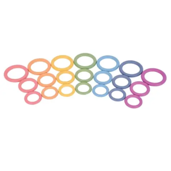 TickiT Rainbow Wooden Rings, Set of 21 image {1}