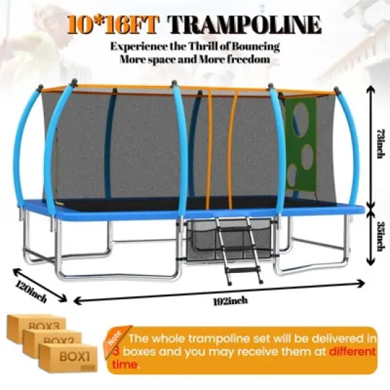 Aukfa 8x14FT Oval Trampoline with Safety Net Enclosure ,Outdoor Trampoline Set for Kids and Adults, for Backyard Fun image {5}