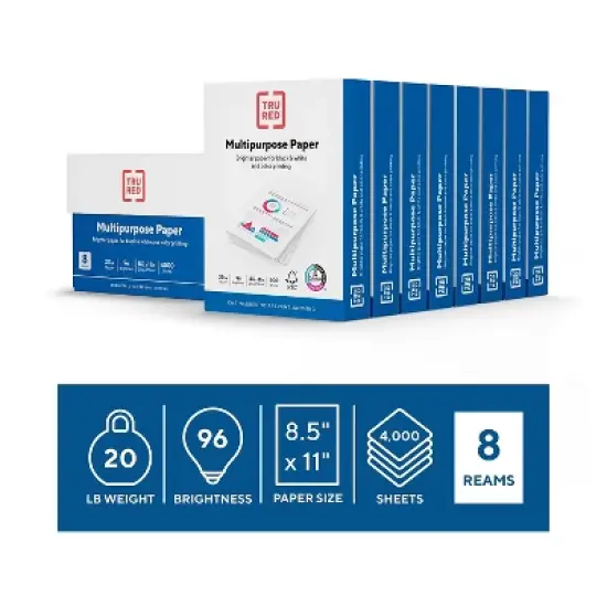 TRU RED 8.5x11 Color Printer Paper 20 lbs. 96 Brightness TR56964 image {1}