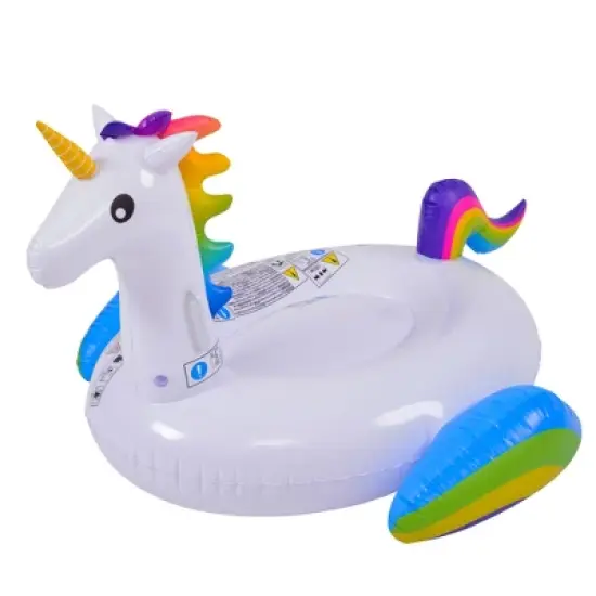 Pool Central 85.5" Inflatable 1-Person Jumbo Magical Unicorn Pool Float - White image {2}