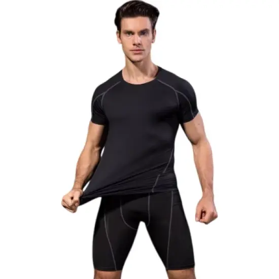 Anna-Kaci Active Men's Compression Short Sleeve Athletic T-Shirt with Moisture-Wicking Stretch Fabric for Training and Workouts image {1}