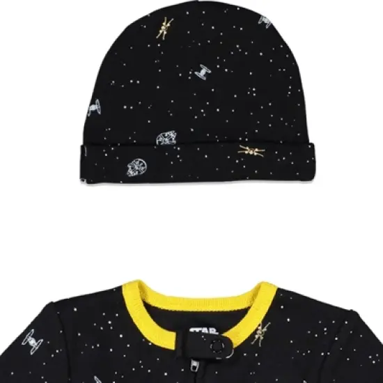 Star Wars C-3PO Chewbacca R2-D2 Baby Mix N' Match Zip Up Sleep Play Coverall Bodysuit Jogger Pants and Hat 4 Piece Outfit Set Newborn  image {5}