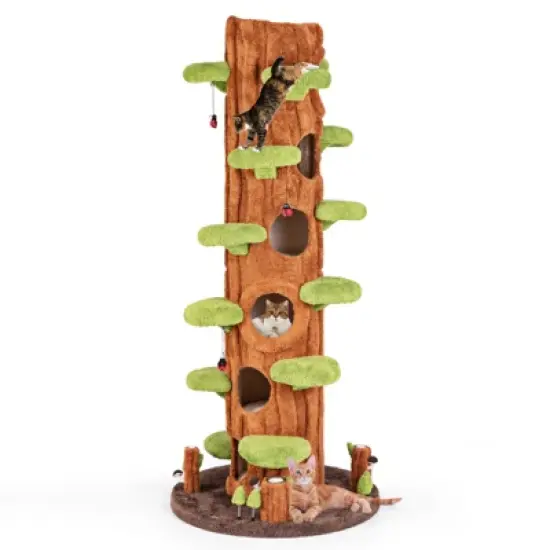 Tangkula 90.5" Tall Multifunctional Cat Tree w/ Private Condos Sisal Covered Scratching Panel image {9}