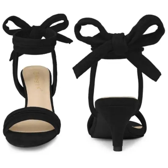Perphy Women's Open Toe Ankle Tie Bridal Kitten Heels Sandals image {2}