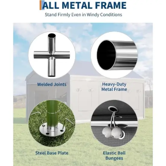 GustoWave 10x20 FT Heavy Duty Carport, Portable Garage for Cars, Boats, Trucks image {3}