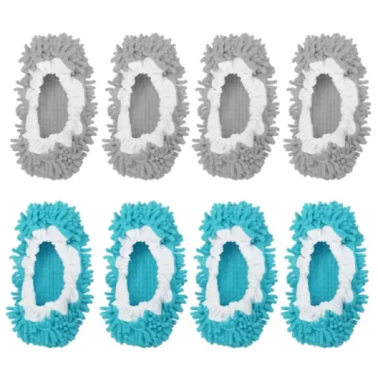 Unique Bargains Washable Microfiber Floor Cleaning Shoes Cover Chenille Duster Foot Socks Mop Slippers image {5}