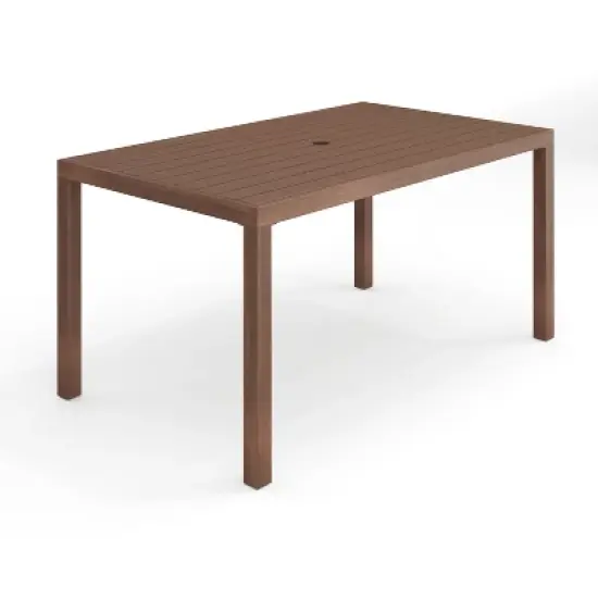 Martha Stewart Bedford 62" Indoor-Outdoor Patio Table with Brushed Woodgrain Aluminum Finish image {11}