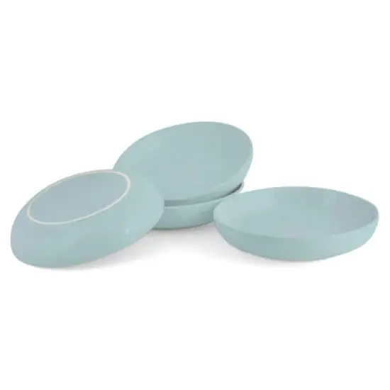 Elanze Designs Bistro Glossy Ceramic 8.5 inch Dinner Bowls Set of 4, Ice Blue image {3}