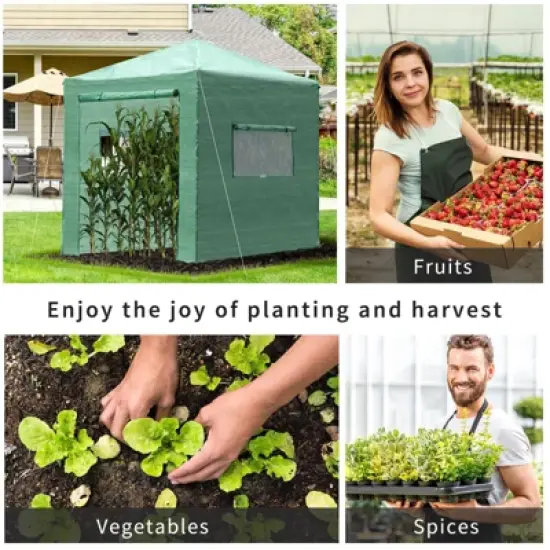 OutsunnyPortable Pop-up Walk-in Greenhouse with Roll-up Door image {6}
